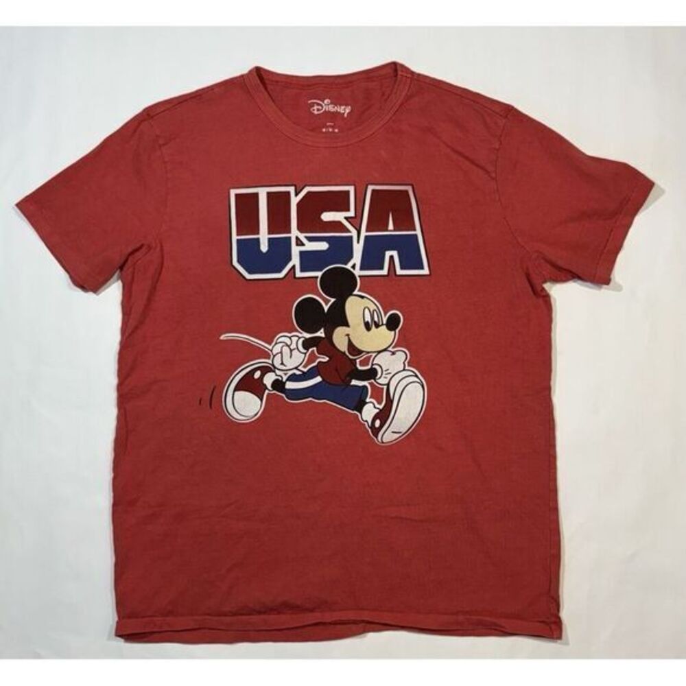 Mickey Mouse Shirt Mens Medium M Red White Blue USA American Eagle Disney